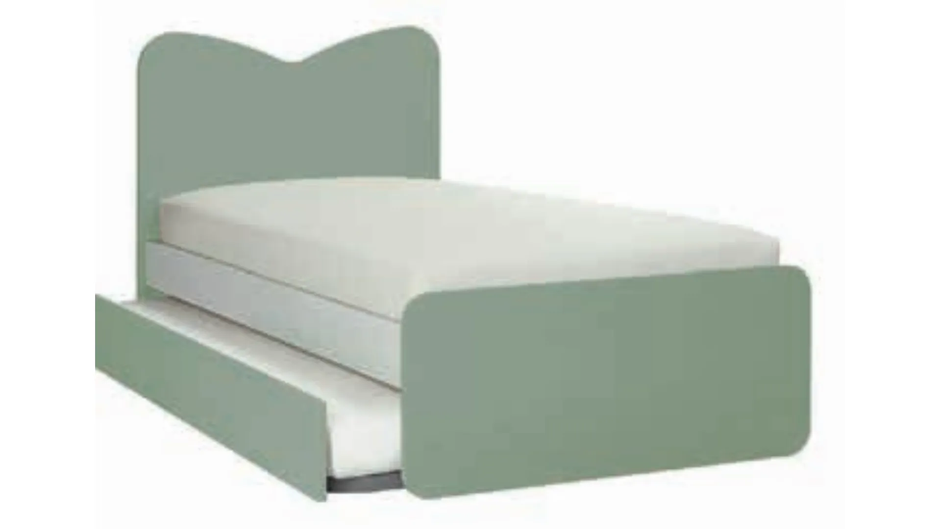 Modern single bed with shaped headboard and square feet 200x90.