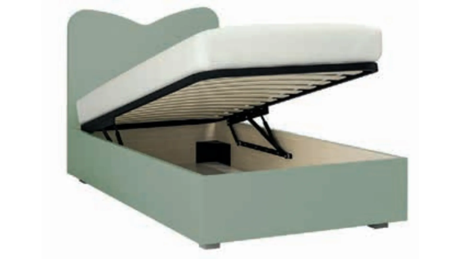 Modern single bed with a shaped headboard and square legs 200x90