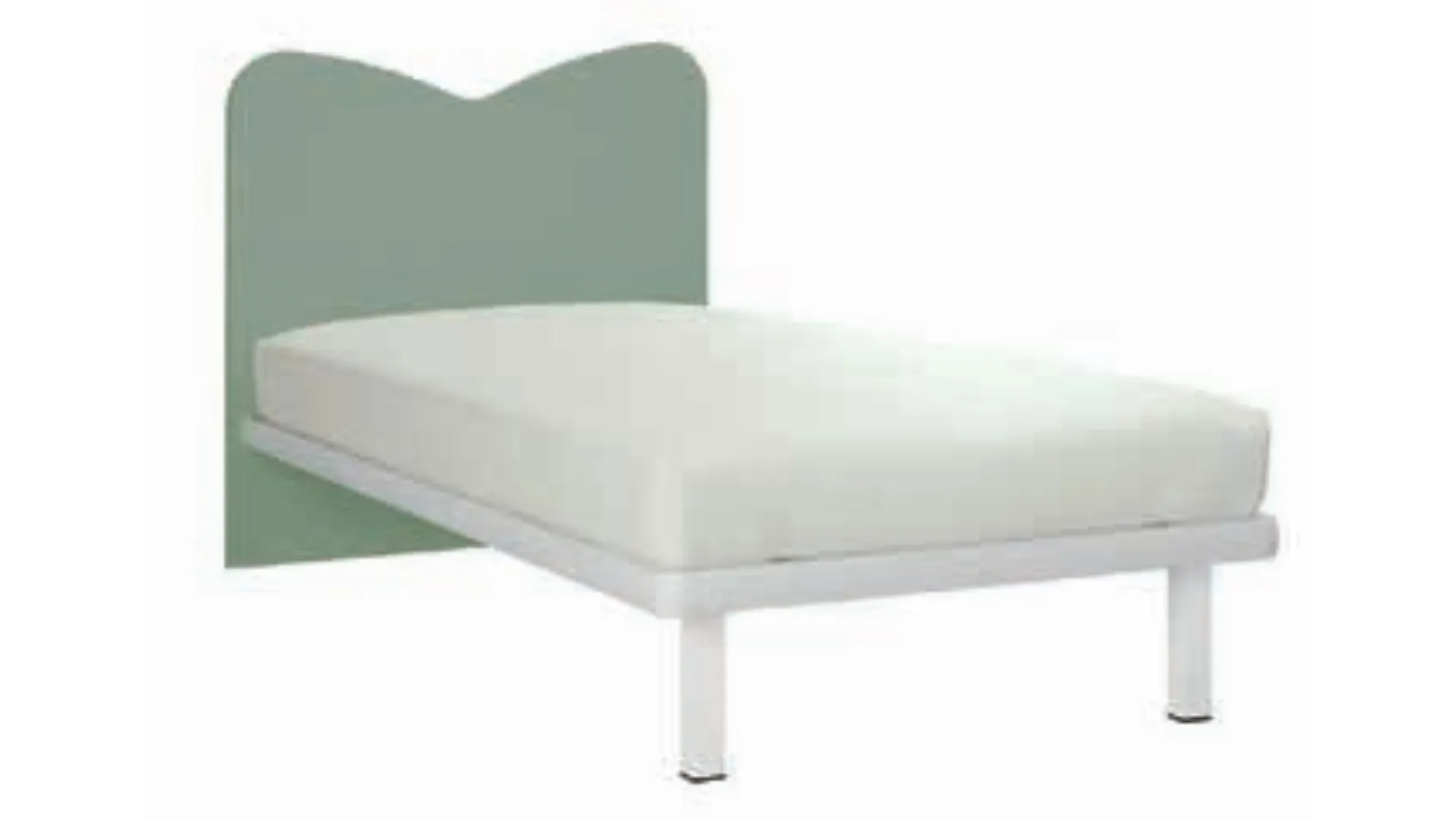 Modern single bed with shaped headboard and square legs 200x90.