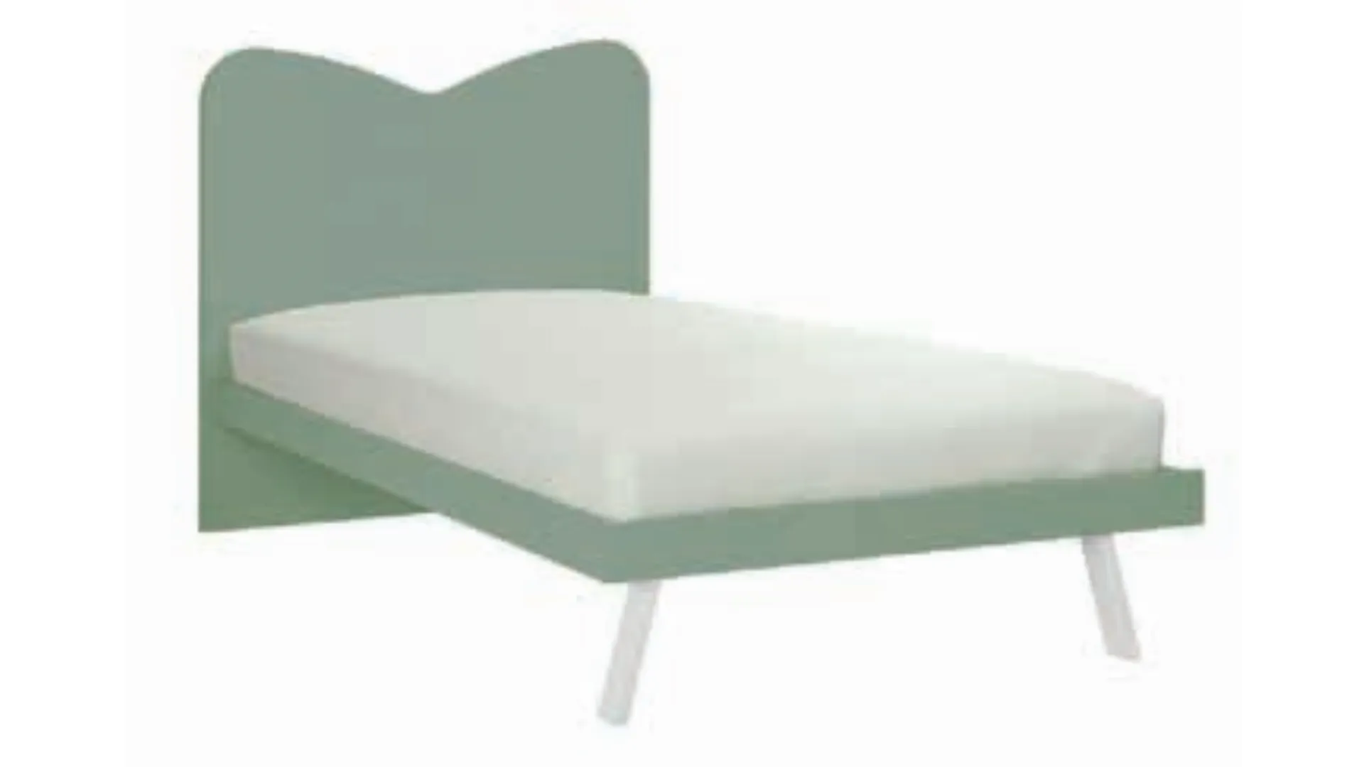 Modern single bed with shaped headboard and square legs 200x90