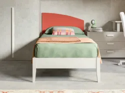 Single bed with a shaped headboard reminiscent of a sail, customizable finishes 205x90