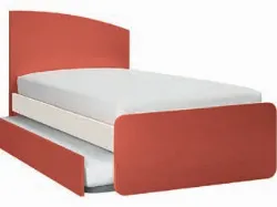 Single bed with a shaped headboard that recalls the form of a sail, customizable finishes 205x90