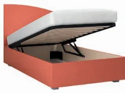 Single bed with a shaped headboard that recalls the shape of a sail, customizable finishes 205x90.