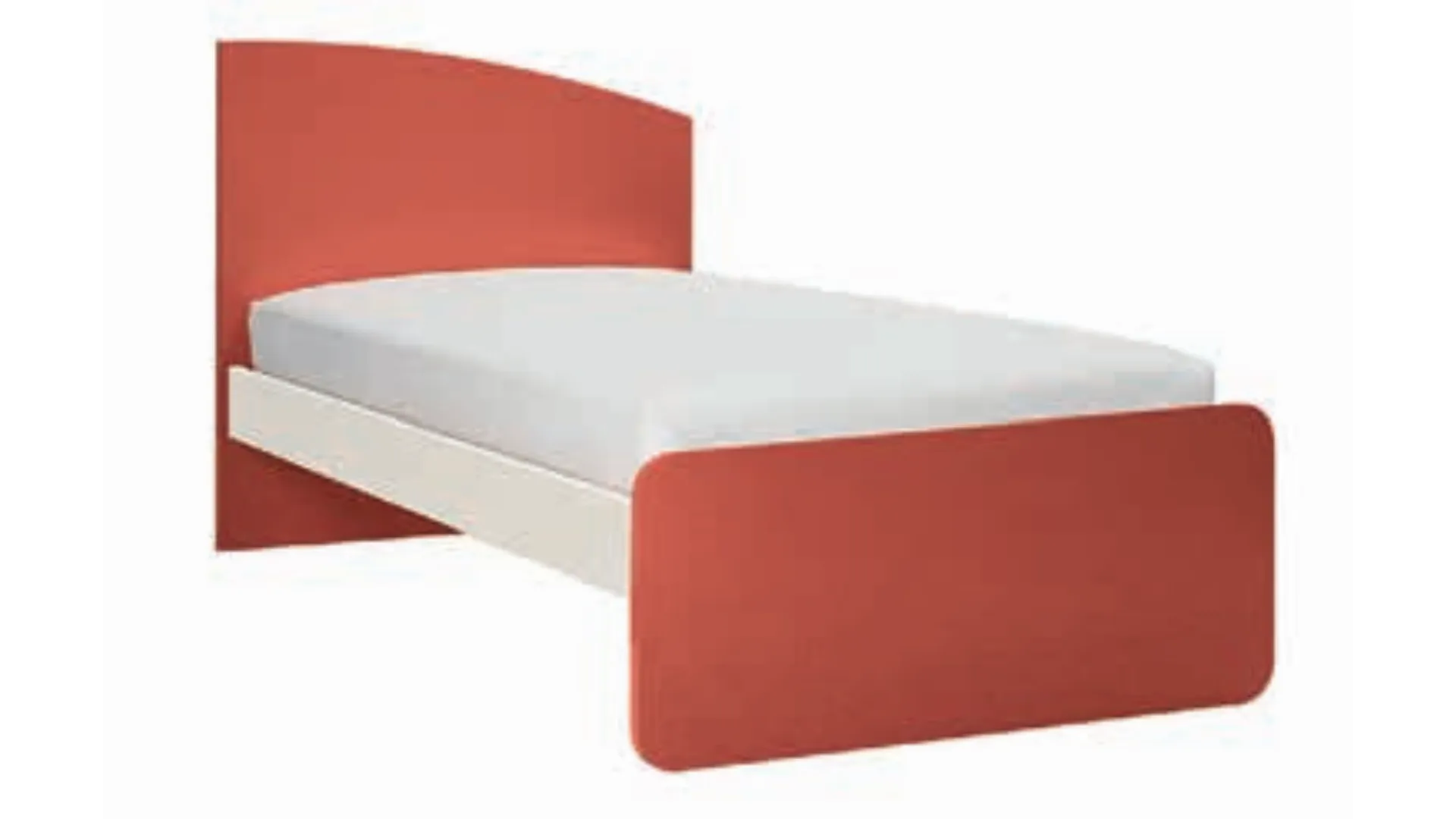 Single bed with a shaped headboard reminiscent of a sail, customizable finishes 205x90