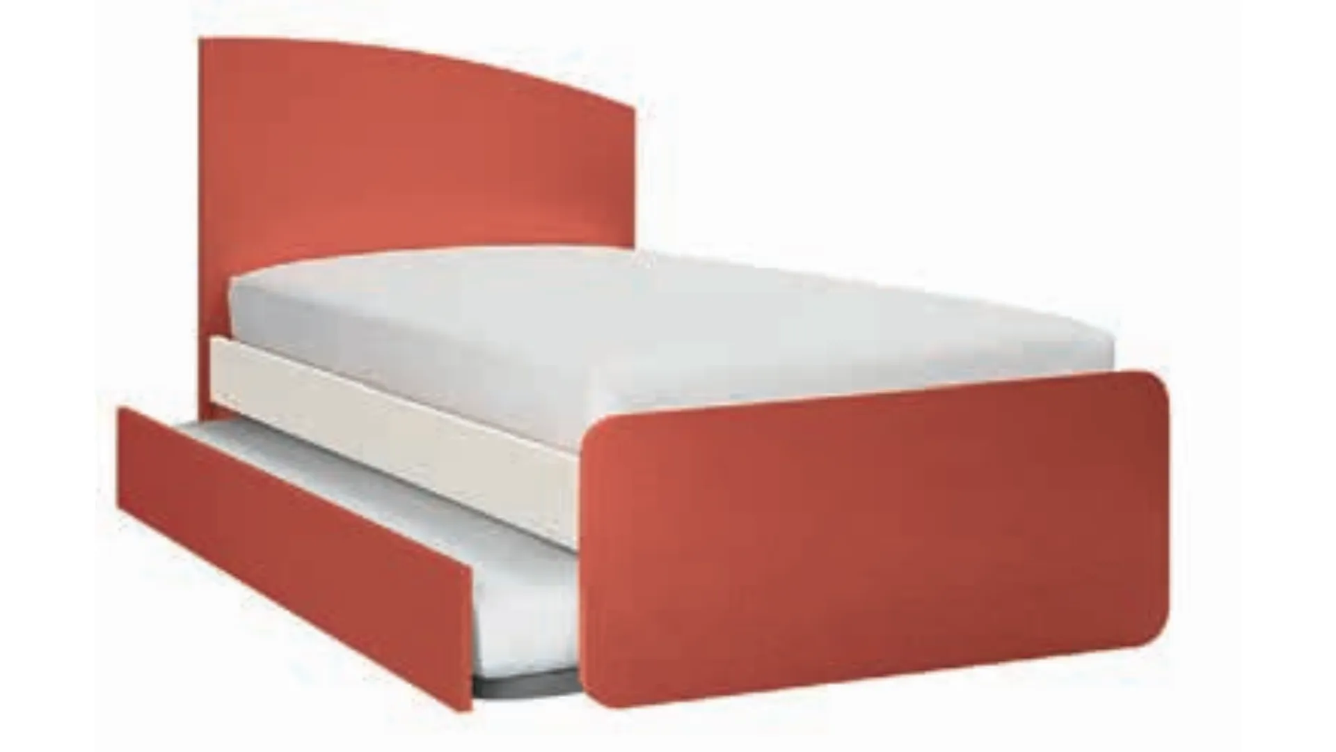 Single bed with a shaped headboard that recalls the form of a sail, customizable finishes 205x90