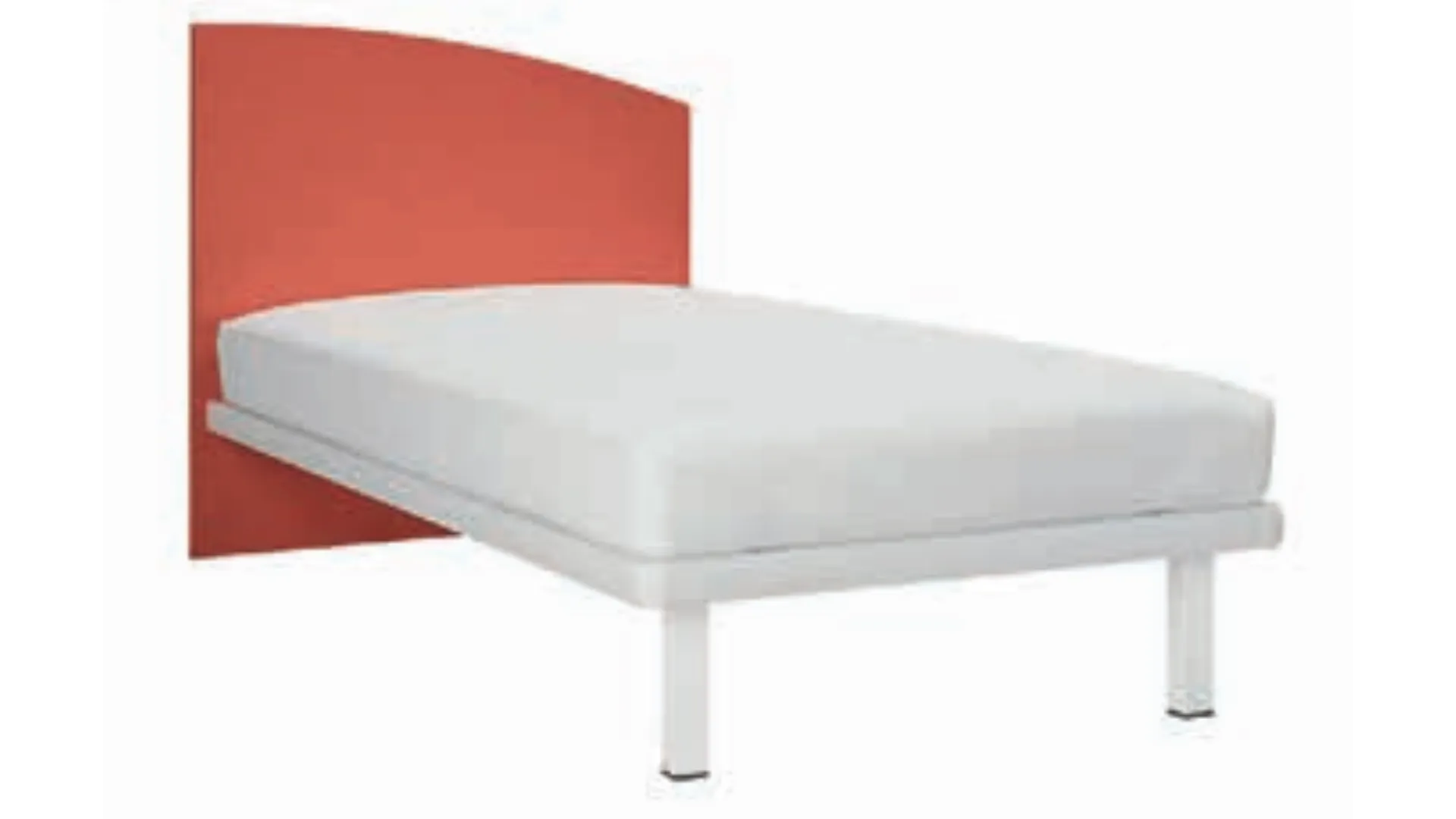 Single bed with a shaped headboard that recalls the shape of a sail, customizable finishes 205x90