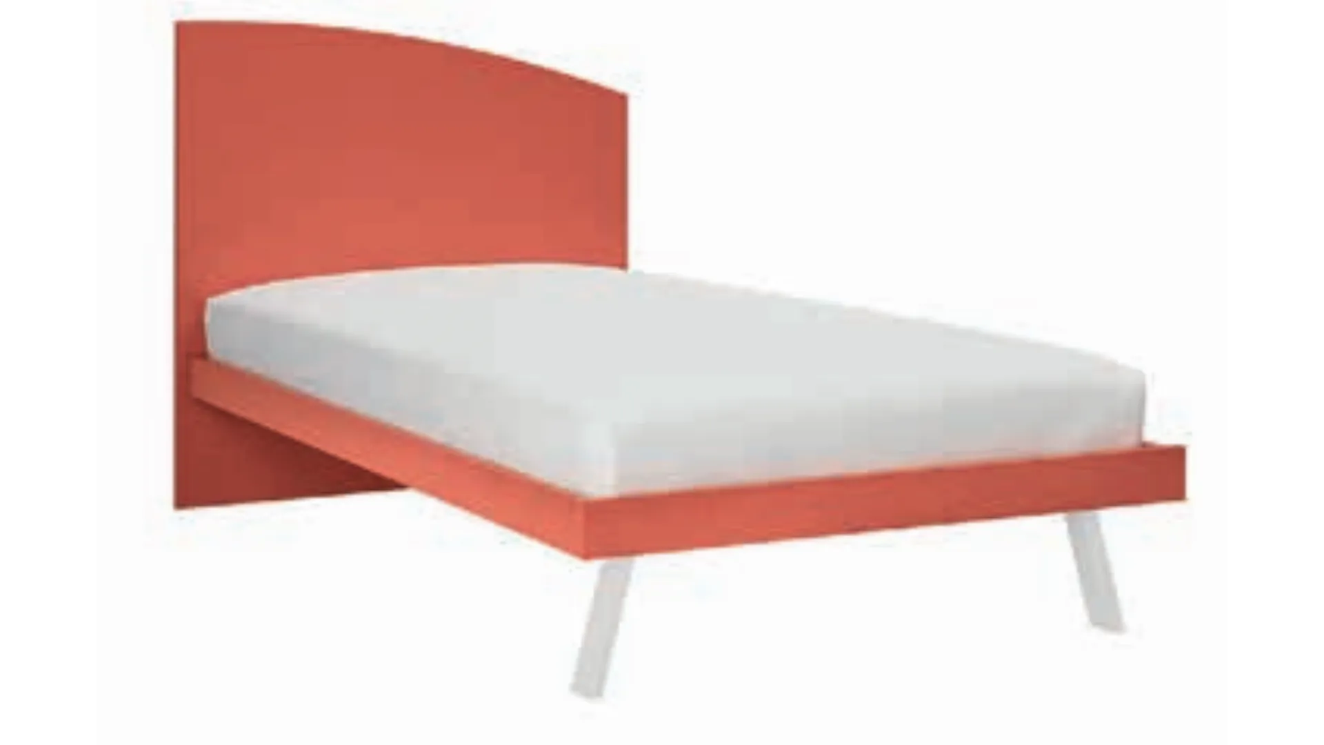 Single bed with a shaped headboard that recalls the shape of a sail, customizable finishes 205x90
