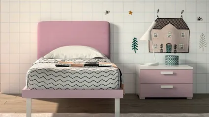 Single bed with upholstered removable headboard, customizable finishes 80x195.