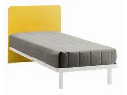 Single bed with rounded headboard and modular frame, Quadro model, 90x205 cm.