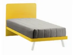 Single bed with rounded headboard and customizable frame, Quadro model 90x205.