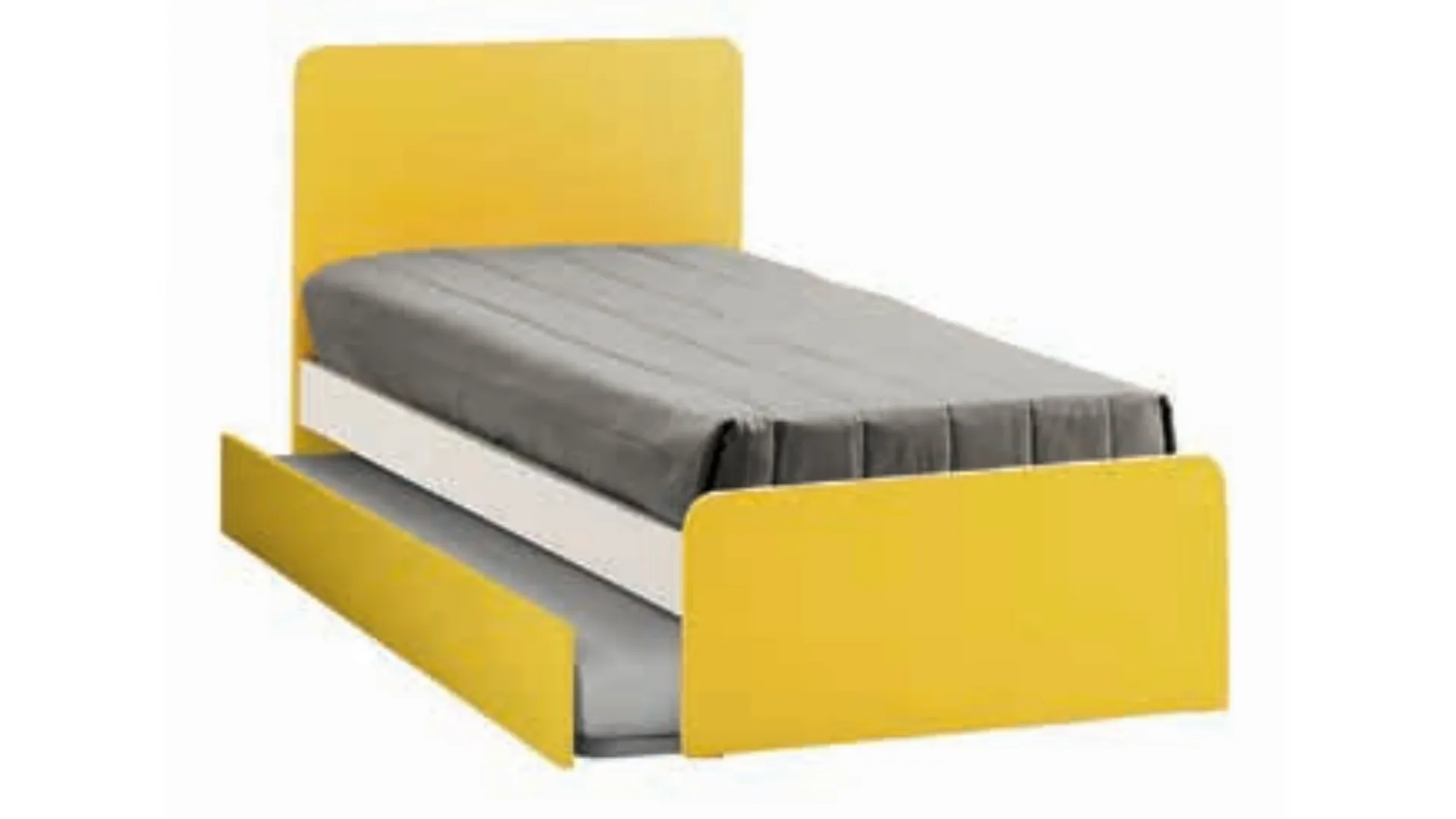 Single bed with round headboard and modular frame model Quadro 90x205.