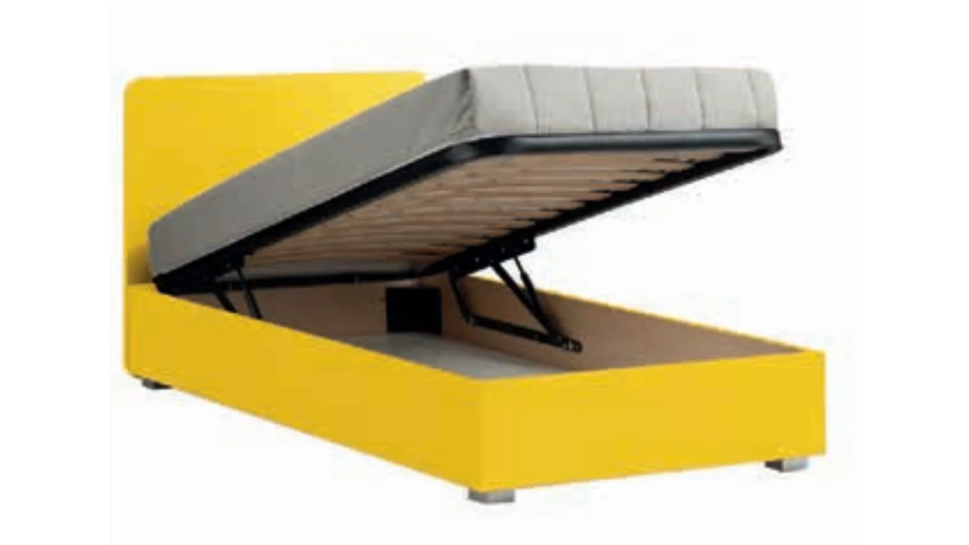 Single bed with rounded headboard and modular frame model Quadro 90x205.