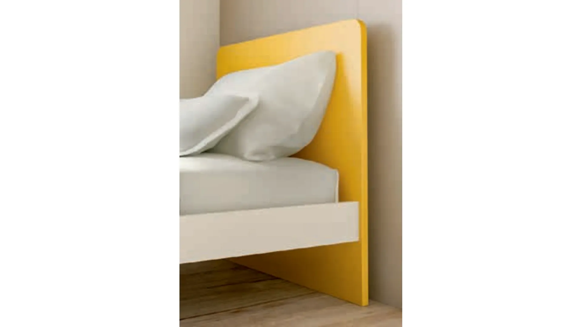 Single bed with rounded headboard and modular bed frame Quadro model 90x205.