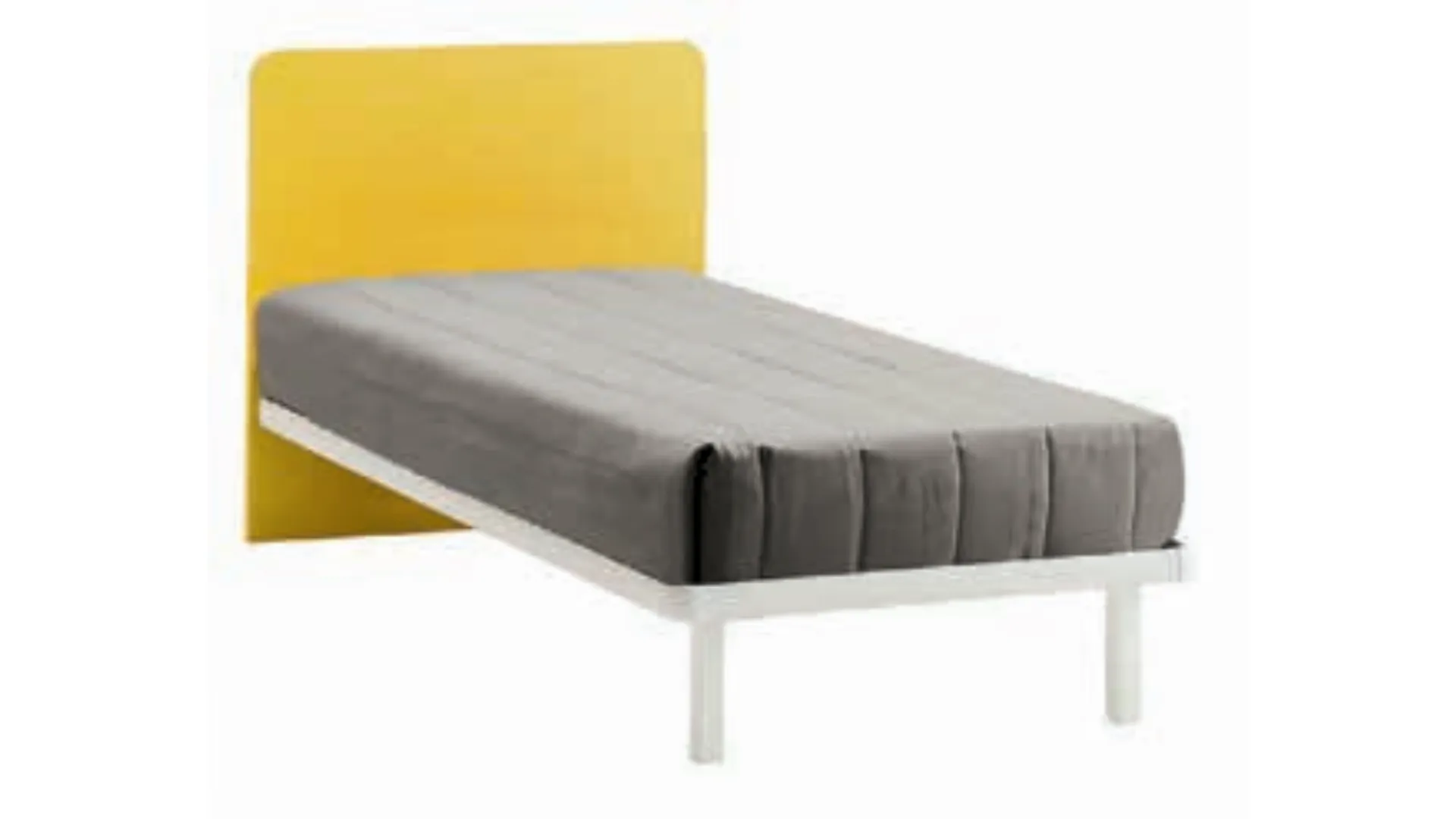 Single bed with rounded headboard and modular frame, Quadro model, 90x205 cm.