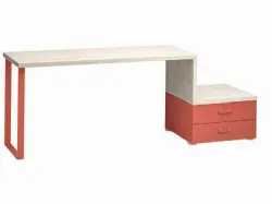 Writing desk with integrated drawer unit and shelves, available in various models and finishes.