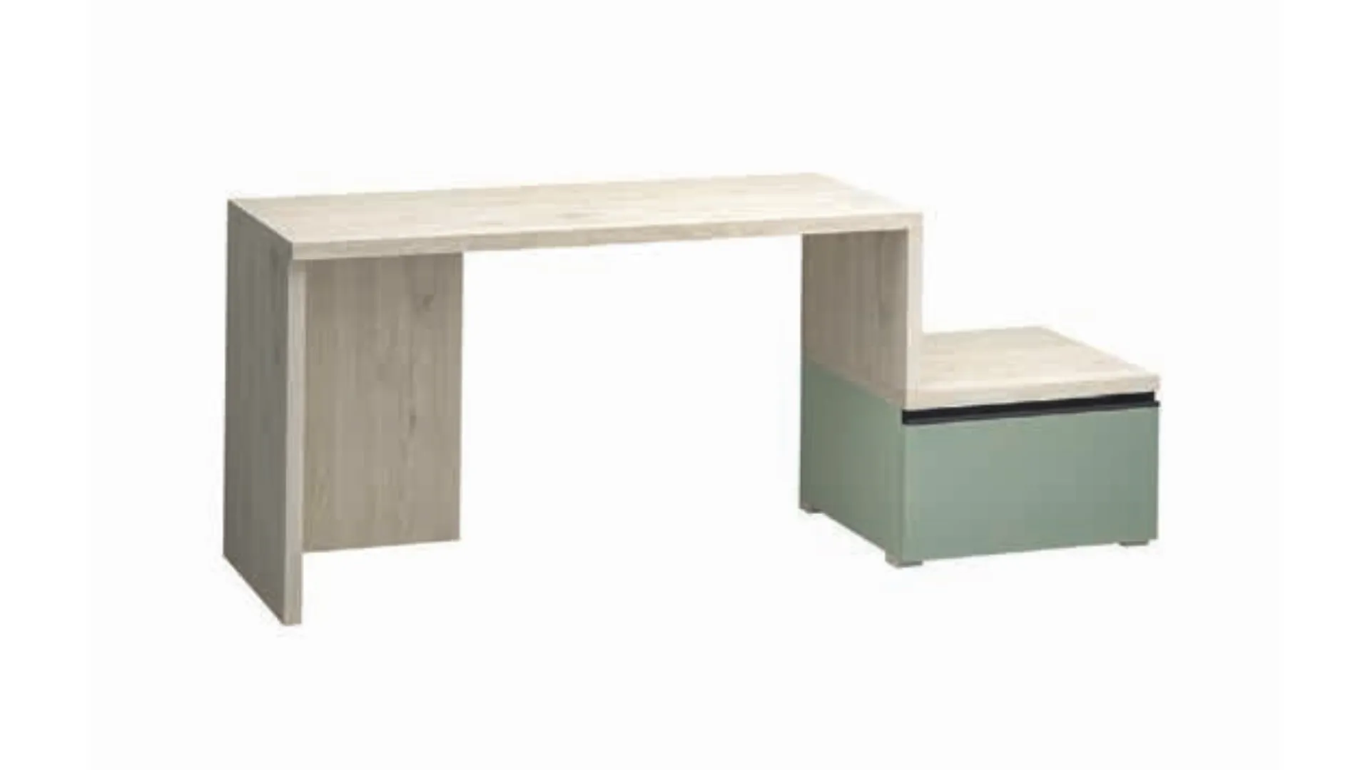 Desk with built-in drawers and shelves, available in various models and finishes.