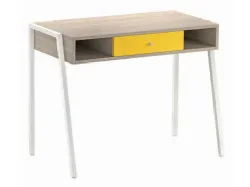Writing desk with soft-closing drawers available in various colors.