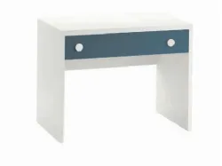 Desk with soft-close drawers available in various colors.