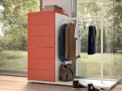 Weekly with cushioned drawers and retractable guide, integrated coat rack