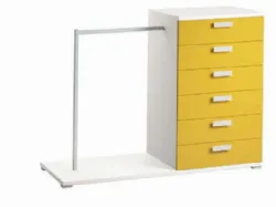 Weekly with cushioned drawers and retractable guide, integrated clothes hanger