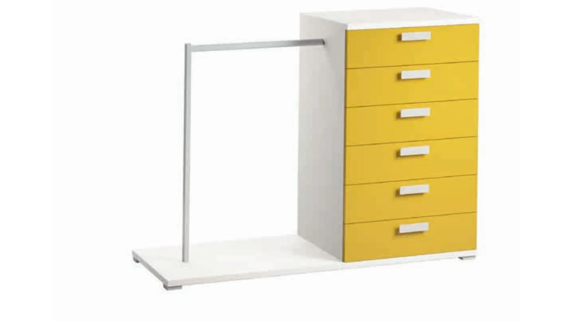 Weekly with cushioned drawers and retractable guide, integrated clothes hanger