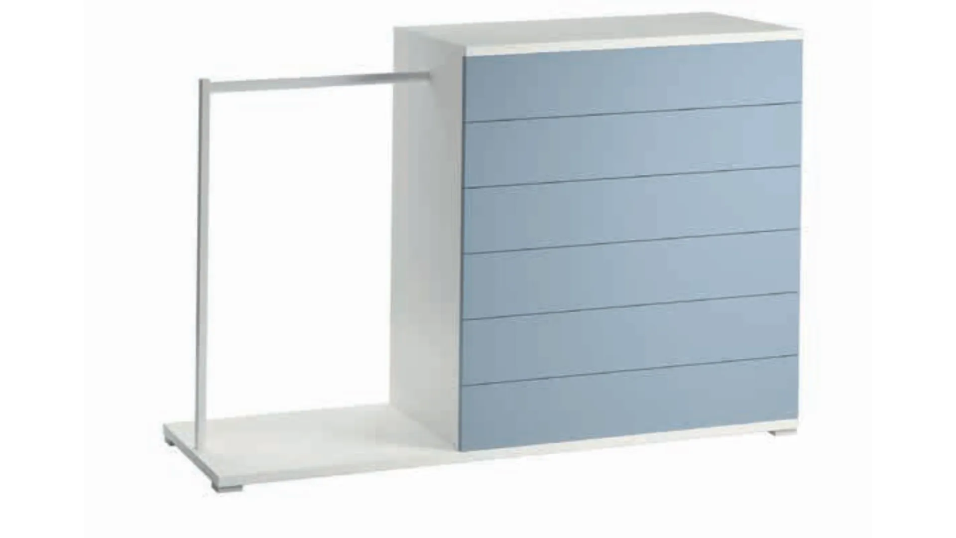 Weekly with cushioned drawers and retractable guide, integrated coat hanger.