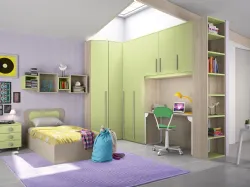 Bedroom with corner bridge wardrobe