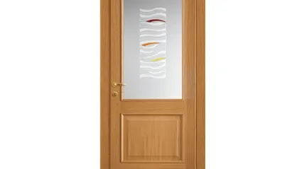 Oak door with decorated glass