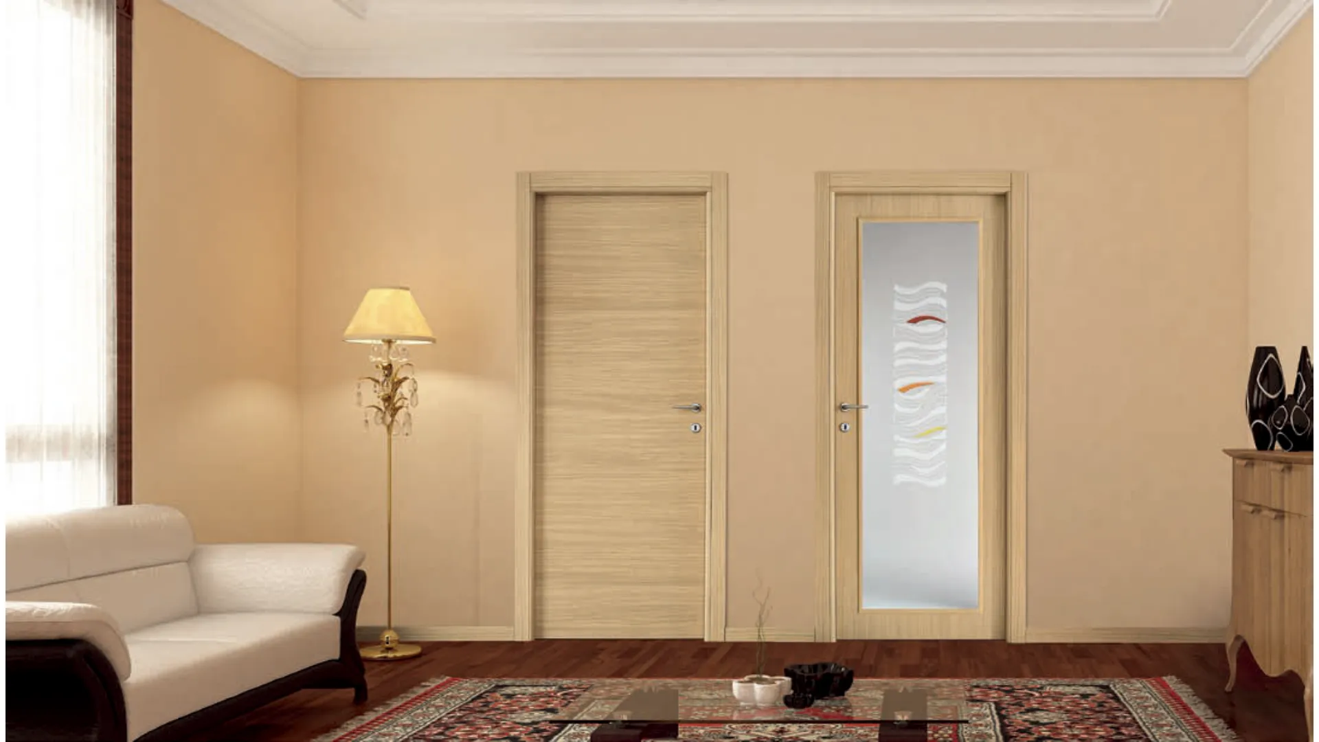 door with silk-screened glass