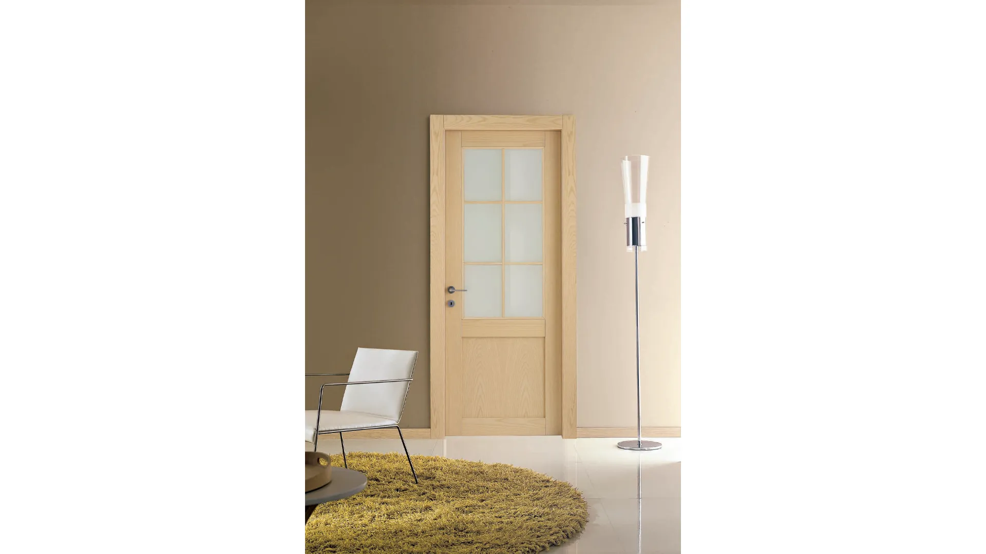 door with frames and frosted glass