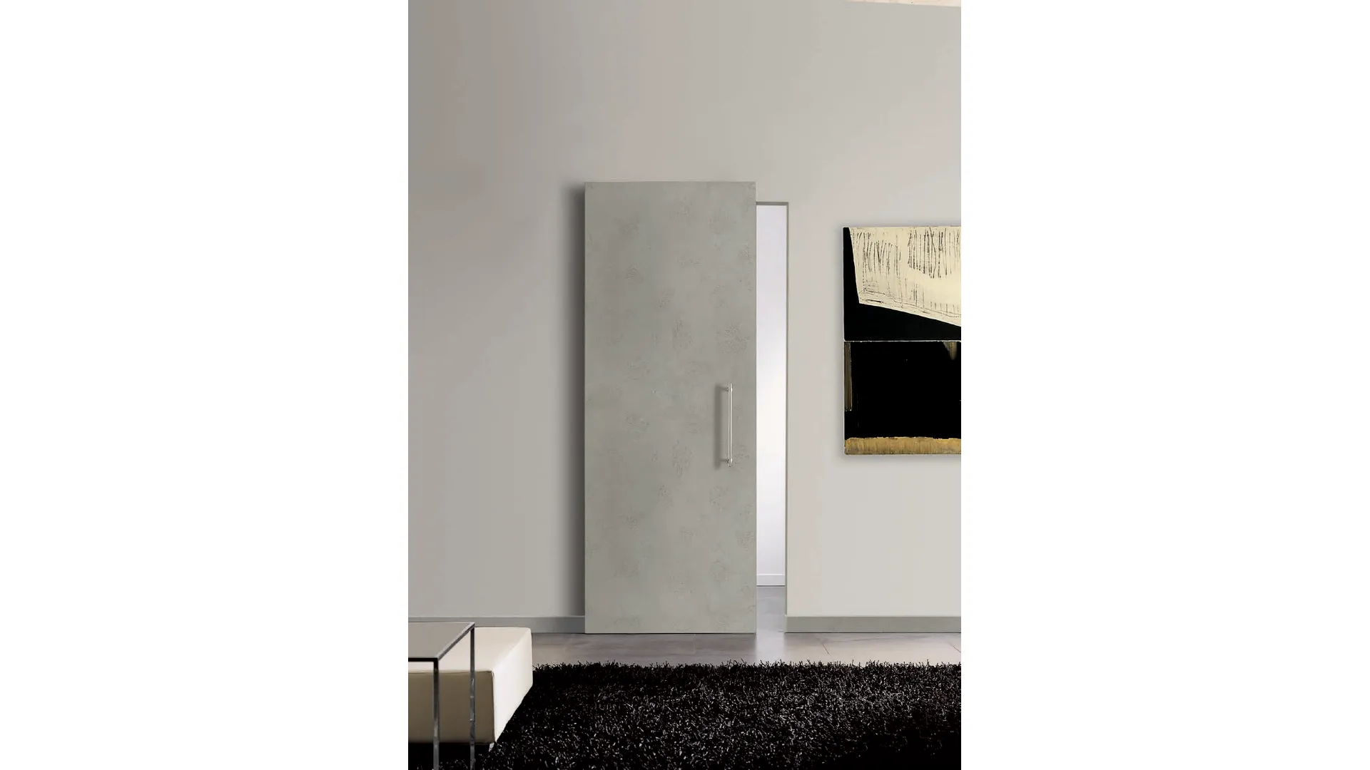 Sliding doors flush with the wall