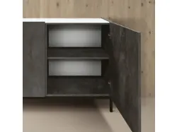 Sideboard with 2 soft-close doors, 3 central drawers, and metal legs.