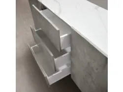 Sideboard with 2 soft-close doors, 3 central drawers, and metal feet.