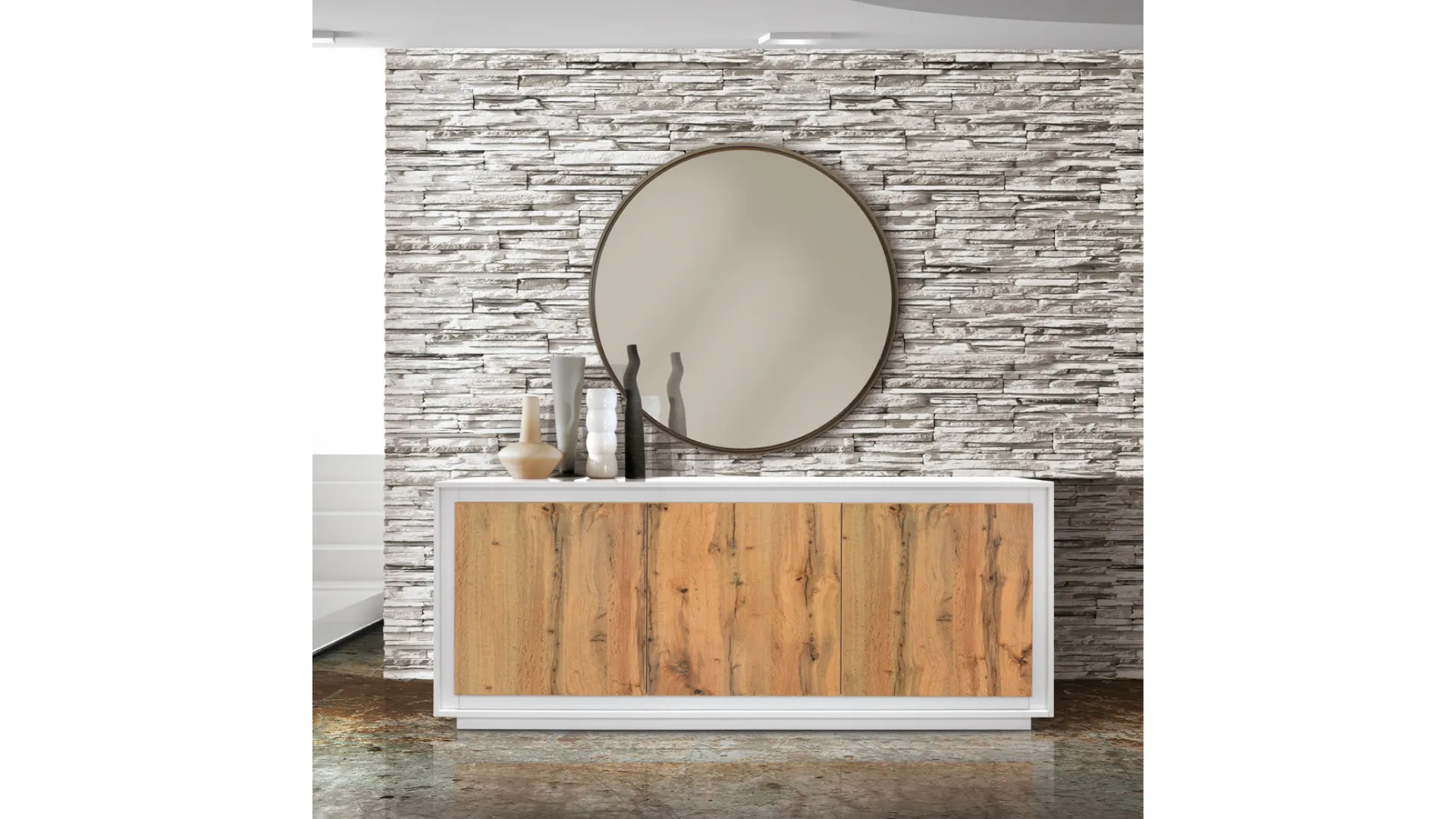 Three-door sideboard with cushioning 180x80, with internal shelf and spacious surface.