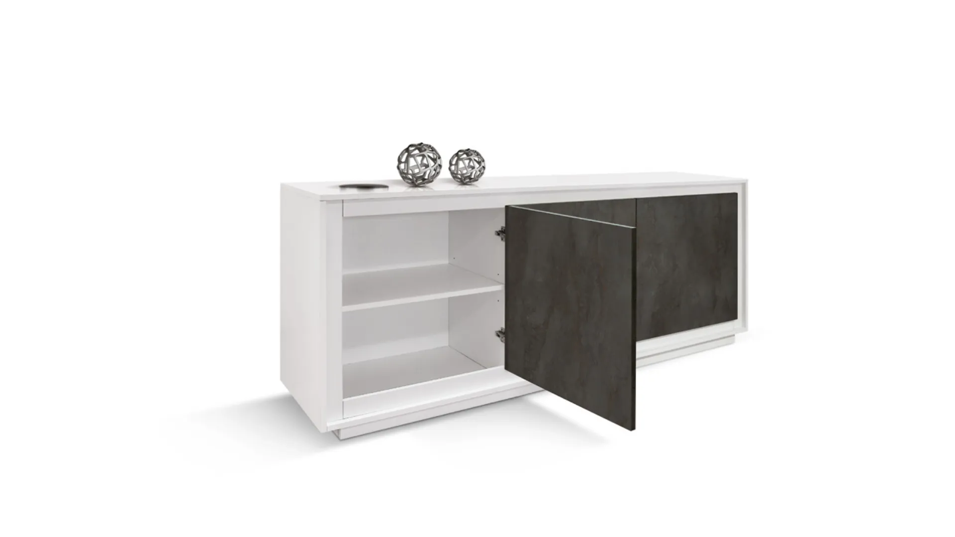3-door 180x80 sideboard with cushioned doors, internal shelf, and spacious surface.