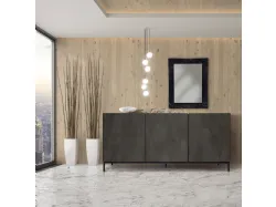 Three-door sideboard with cushioned metal feet in various finishes 200x90