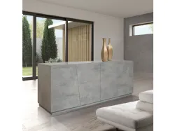 Design oxidized steel finish 4-door sideboard with cushioned doors 180x80