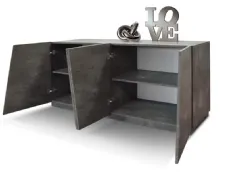Sideboard with 4 soft-close doors, oxidized steel finish, dimensions 180x80.