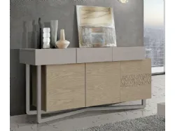 Handcrafted ash wood three-door sideboard 210x98