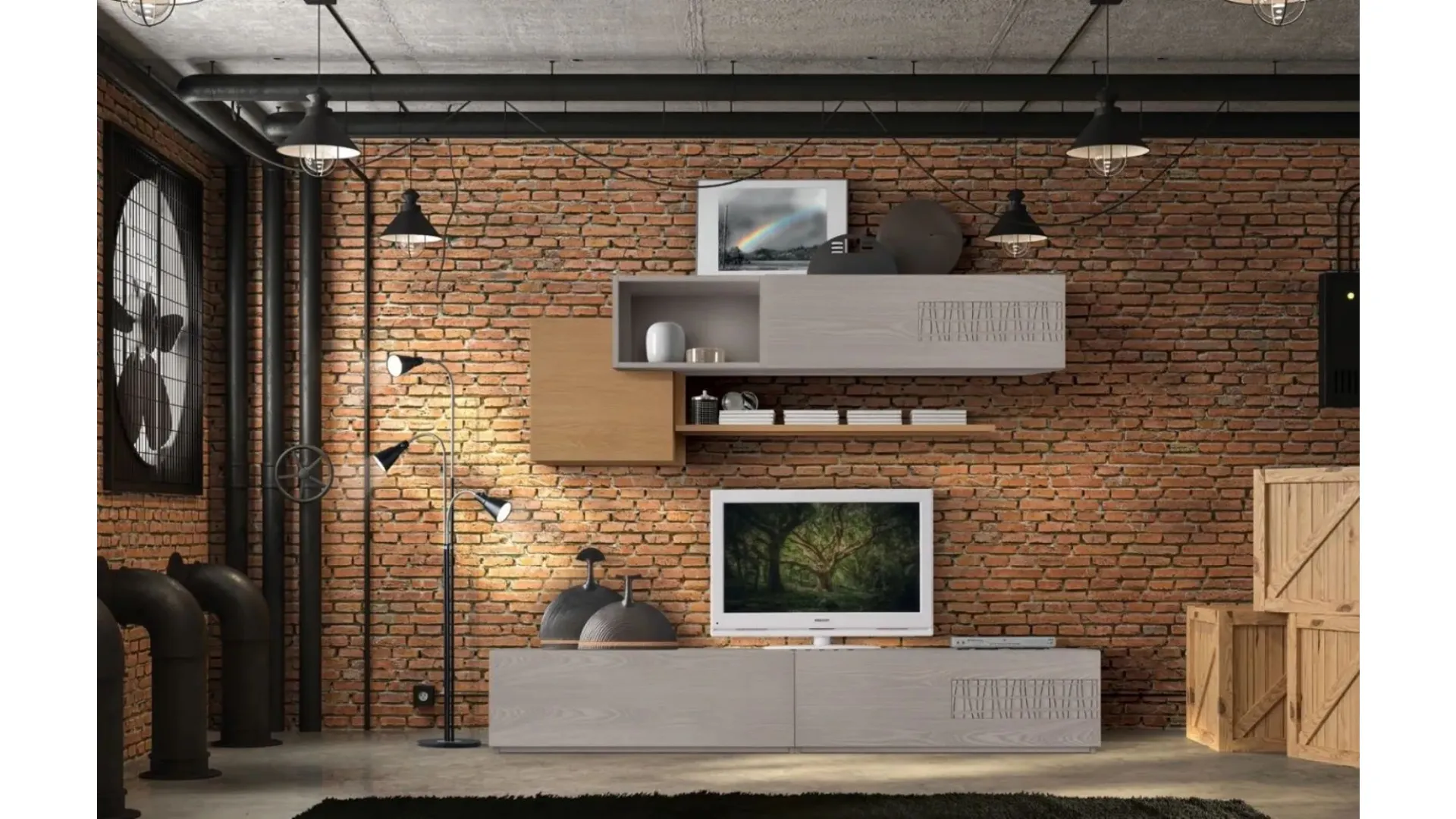 Spacious floor-based living room mobile and built with quality materials.