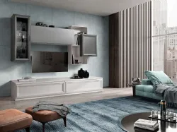 Wall unit with silver finish and high-quality white ash 270x215
