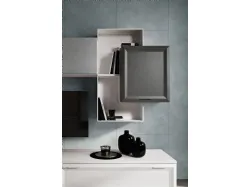Wall unit with silver finish and high-quality white ash wood 270x215