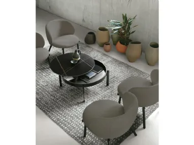 Expandable coffee table in porcelain stoneware