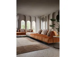 Corner sofa upholstered in fabric or leather 261x117