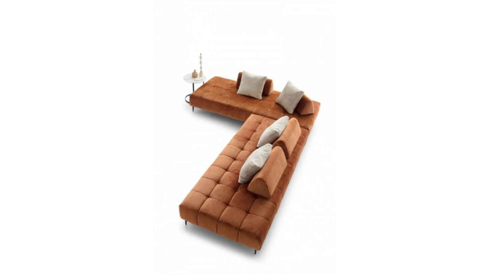 Corner sofa upholstered in fabric or leather 261x117