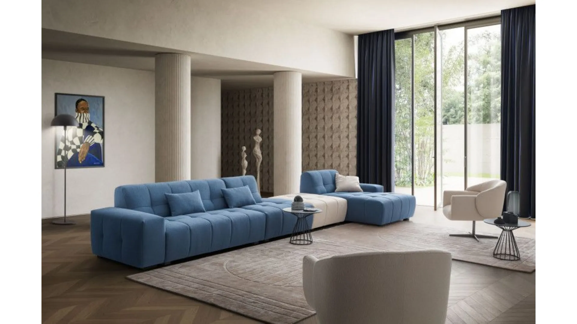 Fabric modular sofa in different finishes, excellent quality materials.