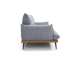 Funny fabric sofa with 1970s metal legs.