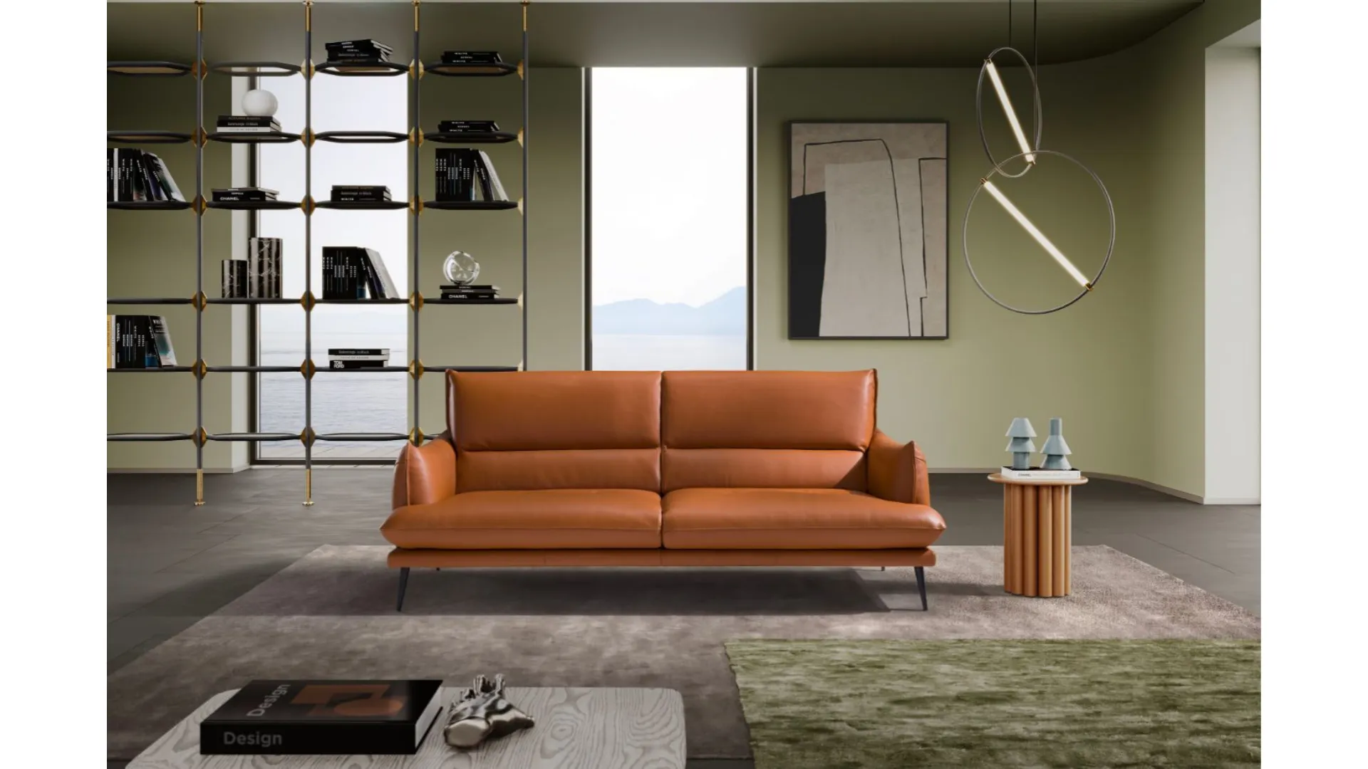 Funny fabric sofa with 1970s metal legs.