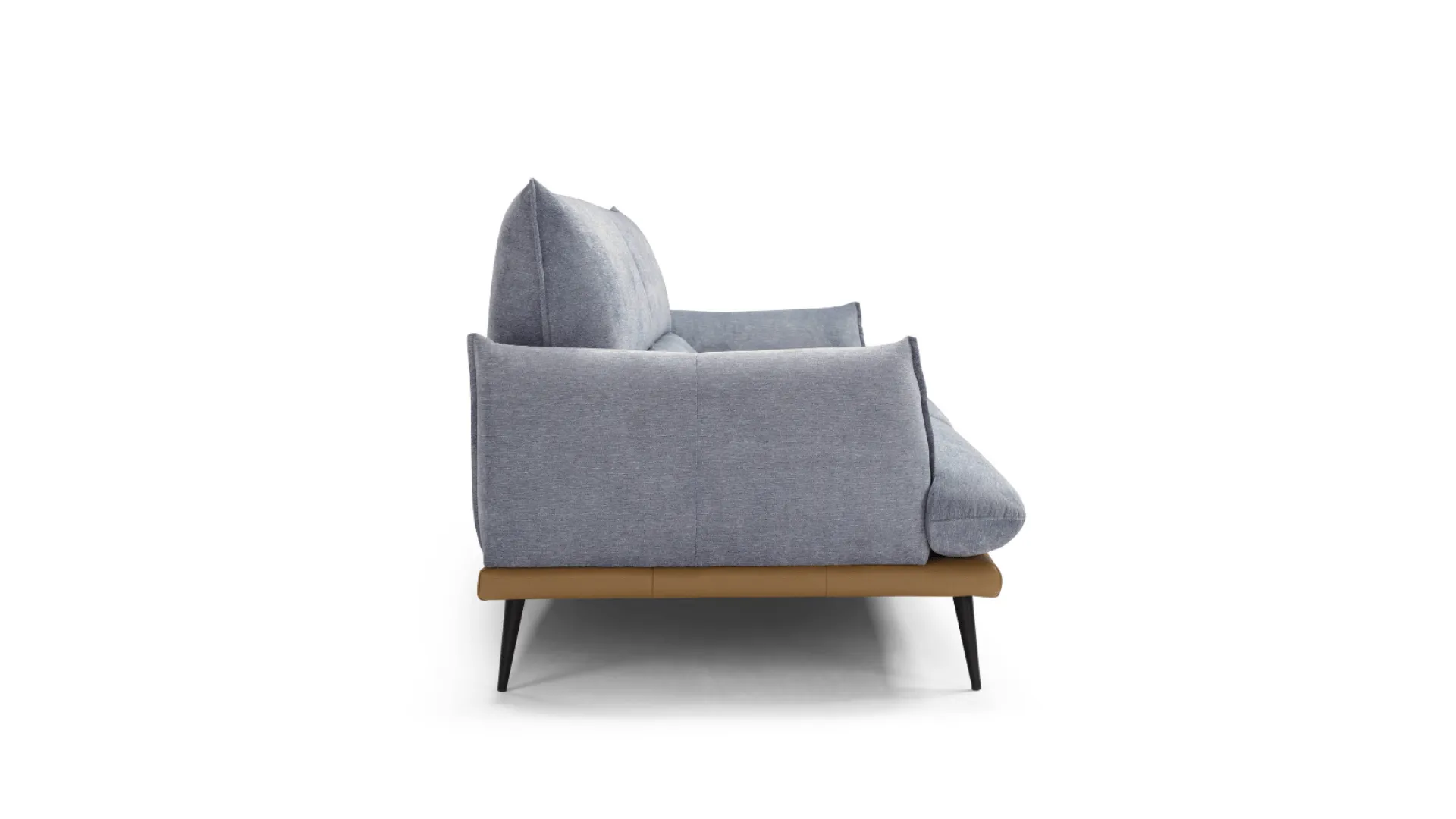 Funny fabric sofa with 1970s metal legs.