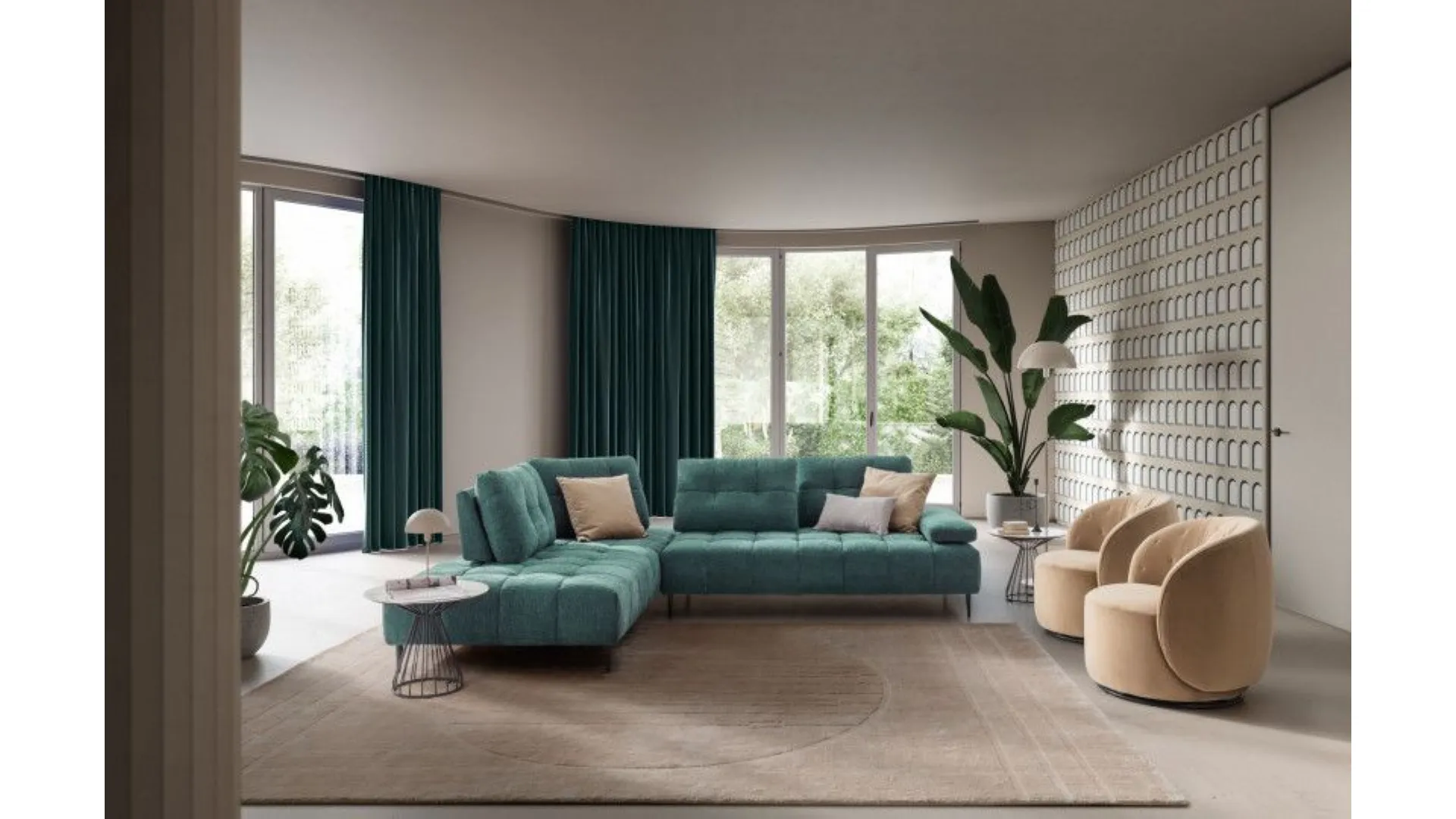 Joplin sofa in leather or fabric with fully removable cover 302x245